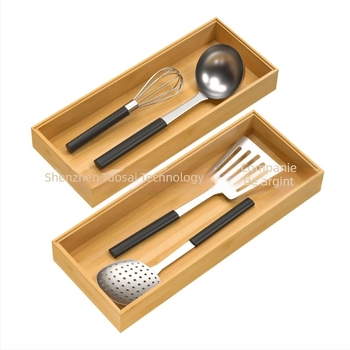 Cutie de depozitare pentru tacâmuri de bucătărie din bambus – Organizator de tacâmuri stivuibile xl023, Minimalist modern