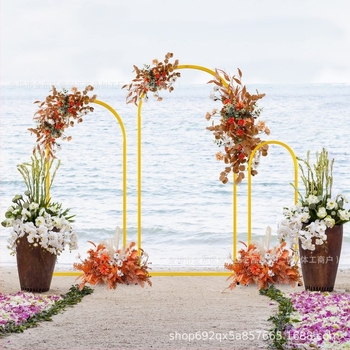 Arc de nuntă din fier forjat cu baloane și raft pentru flori, fundal decorativ - material: fier forjat; ambalaj: carton; potrivit pentru: nuntă