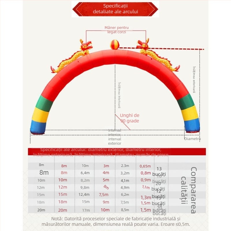 Arc gonflabil de nuntă cu dublu dragon, design dragon și phoenix, țesătură Oxford, personalizabil Bangchuang