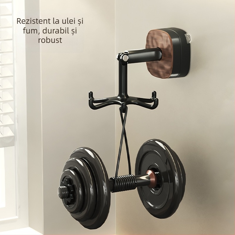 Set rotativ pentru bucătărie cu suport de ventuză — montaj fără găuri, silicon alimentar + beech wood handle