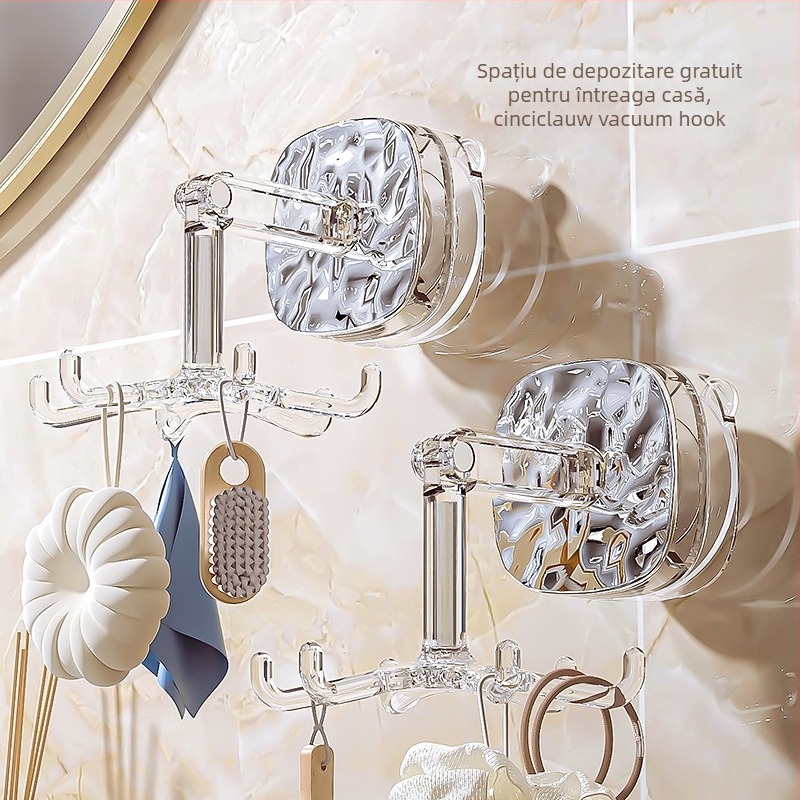 Set rotativ pentru bucătărie cu suport de ventuză — montaj fără găuri, silicon alimentar + beech wood handle