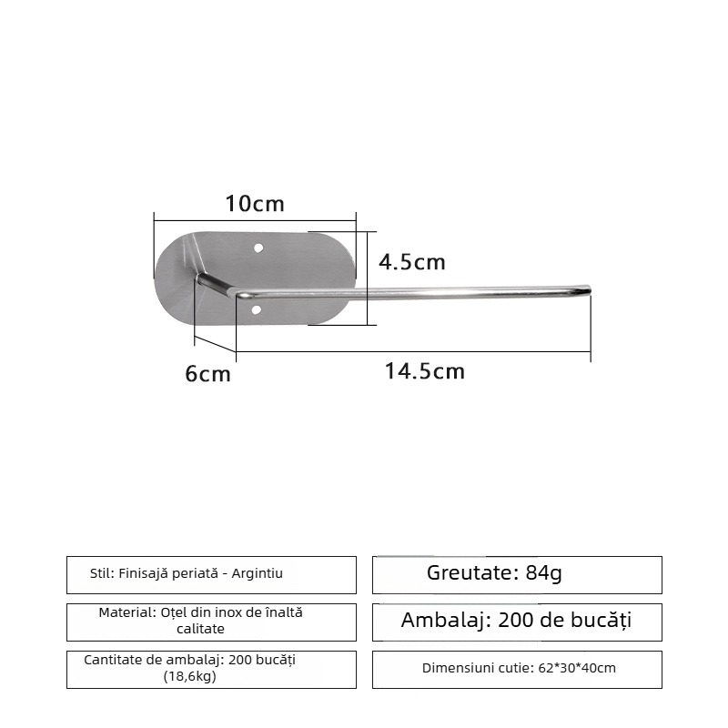 Raft de bucătărie din oțel inoxidabil, montaj fără găuri, un nivel, model SXZJ, încărcare 3 kg, finisaj periat