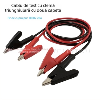 Cablu de test cu cleme alligator duble, lungime 103 cm, izolație PVC, cablu de test pentru alimentare