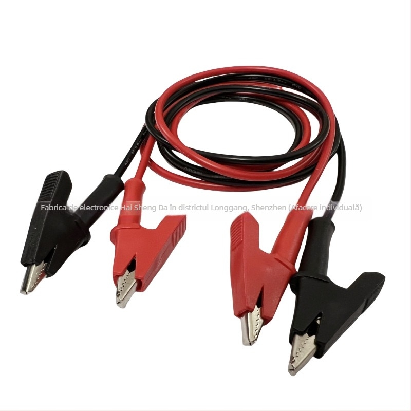 Cablu de test cu cleme alligator duble, lungime 103 cm, izolație PVC, cablu de test pentru alimentare