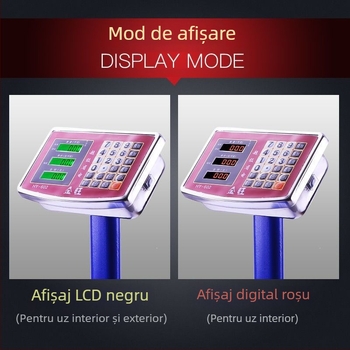 Cântar electronic comercial, capacitate 300 kg, platformă pliabilă, baterie reîncărcabilă, cântărire precisă