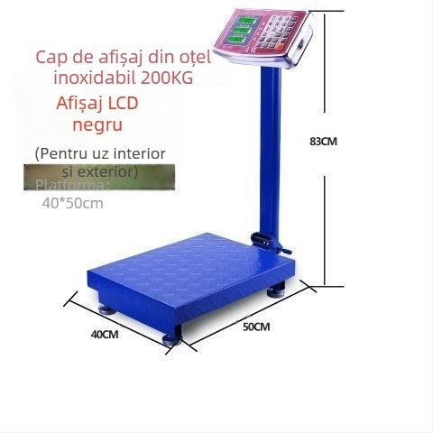 Cântar electronic comercial, capacitate 300 kg, platformă pliabilă, baterie reîncărcabilă, cântărire precisă