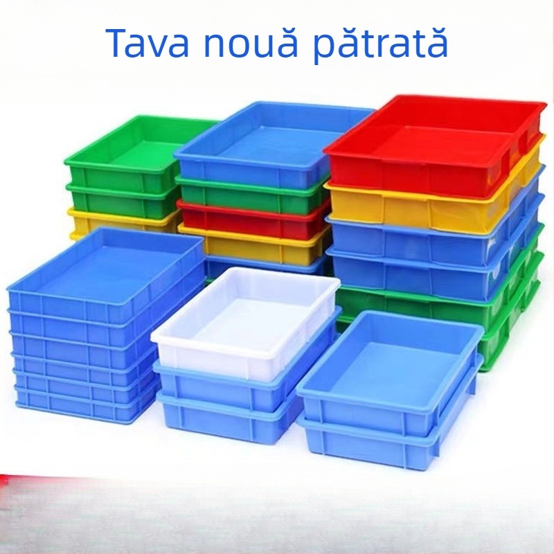 Cutie de depozitare din plastic, dreptunghiulară, cu tavă plată; potrivită ca tavă pentru pisică, farfurie de mâncare sau cutie pentru pâine. Material: plastic; tipuri: PE/HDPE/LLDPE; încărcare: 40; ambalare: cutie