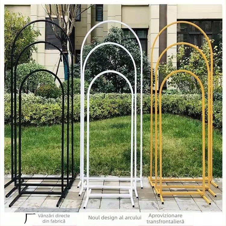 Arc metalic de fundal auriu, cadru din fier pentru baloane – decor pentru nunți și petreceri