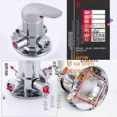Ventil de amestec pentru duș pentru încălzitor solar – Tip A, aliaj, mic Tee; presiune de lucru 10; temperatura apei 100°C; debit la ieșire 10; aplicație: lavoar