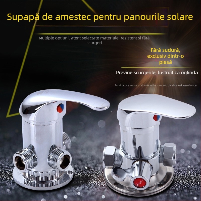 Ventil de amestec pentru duș pentru încălzitor solar – Tip A, aliaj, mic Tee; presiune de lucru 10; temperatura apei 100°C; debit la ieșire 10; aplicație: lavoar