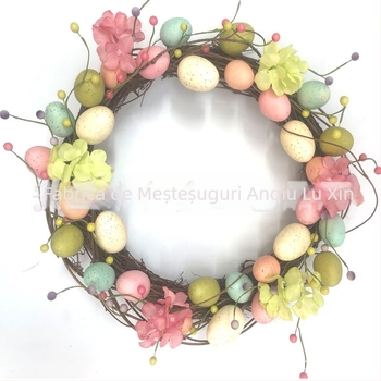Ghirlandă de Paște pentru ușă – ouă colorate, material cu bule, imprimare logo, personalizare disponibilă, brand Lu Xin