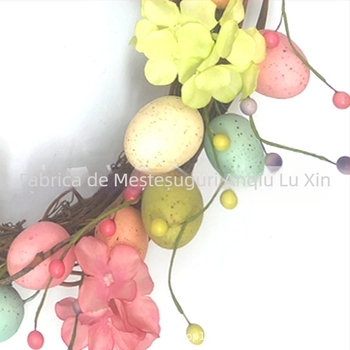 Ghirlandă de Paște pentru ușă – ouă colorate, material cu bule, imprimare logo, personalizare disponibilă, brand Lu Xin