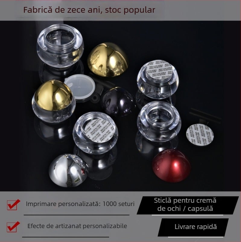 Sticluță acrilică pentru cremă de ochi, în formă de ou, turnare prin injecție, finisaj mat