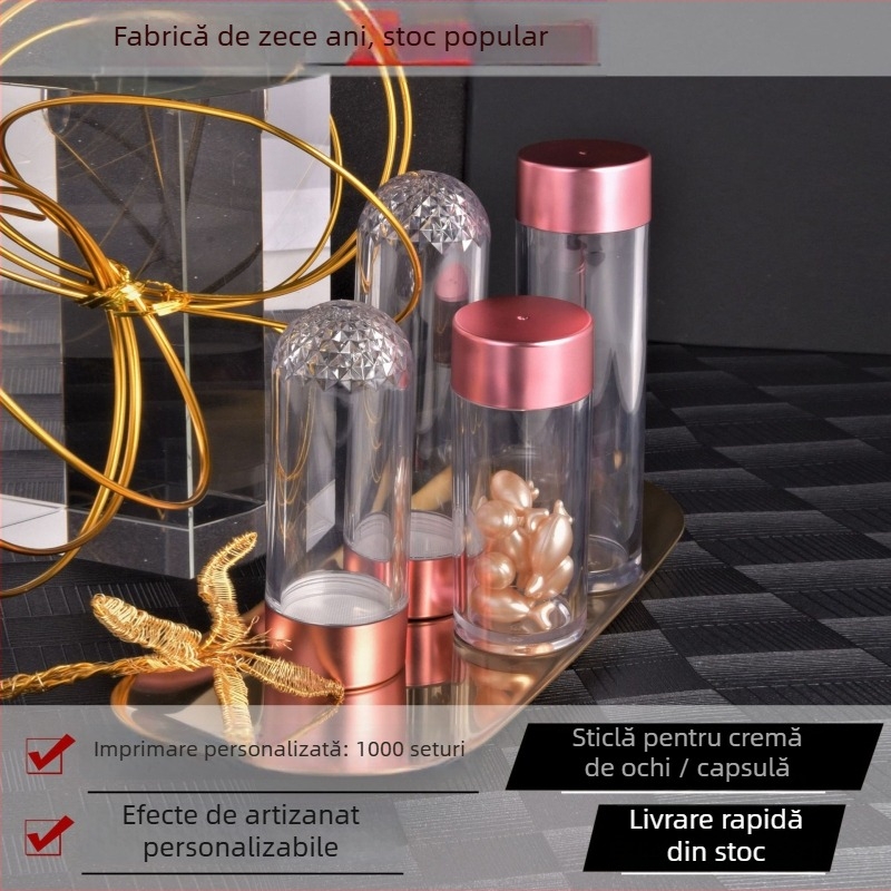 Sticluță acrilică pentru cremă de ochi, în formă de ou, turnare prin injecție, finisaj mat