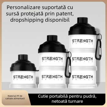 Cutie cilindrică din PP cu pâlnie pentru pudră de proteine, portabilă, 95 g, ambalare 60 buc