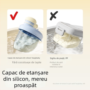 Taoqibaby cutie portabilă pentru pudră de lapte la ieșiri, cutie pentru cereale de orez pentru bebeluși, compartiment pentru gustări, recipient sigilat, rezistent la umezeală