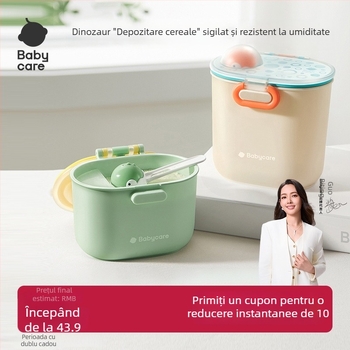 Taoqibaby cutie portabilă pentru pudră de lapte la ieșiri, cutie pentru cereale de orez pentru bebeluși, compartiment pentru gustări, recipient sigilat, rezistent la umezeală