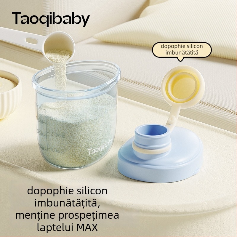 Taoqibaby cutie portabilă pentru pudră de lapte la ieșiri, cutie pentru cereale de orez pentru bebeluși, compartiment pentru gustări, recipient sigilat, rezistent la umezeală