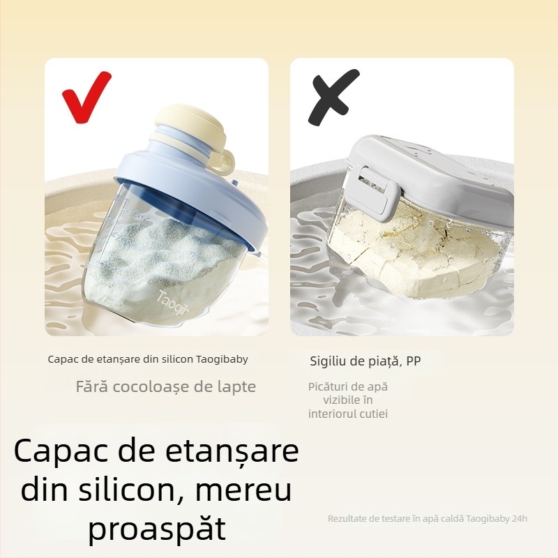 Taoqibaby cutie portabilă pentru pudră de lapte la ieșiri, cutie pentru cereale de orez pentru bebeluși, compartiment pentru gustări, recipient sigilat, rezistent la umezeală