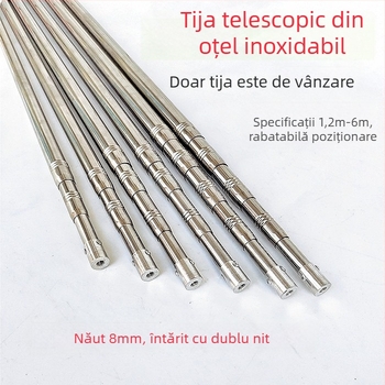 Bețișor telescopic din oțel inoxidabil pentru plasă de pescuit, extensibil, multifuncțional cu poziționare, pliabil