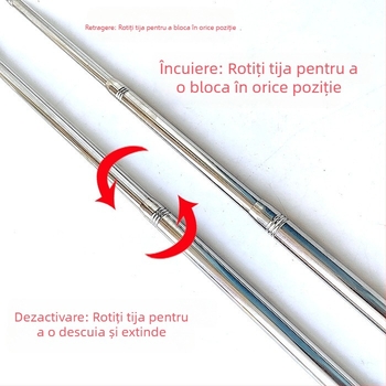 Bețișor telescopic din oțel inoxidabil pentru plasă de pescuit, extensibil, multifuncțional cu poziționare, pliabil