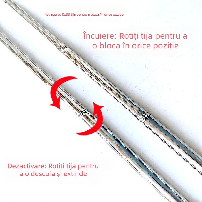 Bețișor telescopic din oțel inoxidabil pentru plasă de pescuit, extensibil, multifuncțional cu poziționare, pliabil