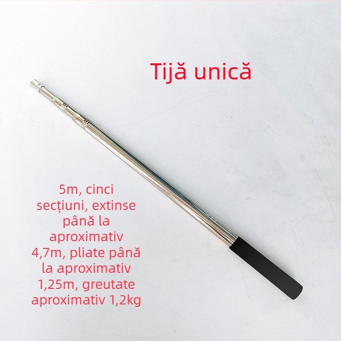 Bețișor telescopic din oțel inoxidabil pentru plasă de pescuit, extensibil, multifuncțional cu poziționare, pliabil