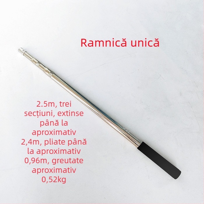 Bețișor telescopic din oțel inoxidabil pentru plasă de pescuit, extensibil, multifuncțional cu poziționare, pliabil
