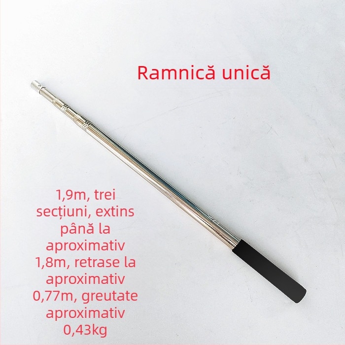 Bețișor telescopic din oțel inoxidabil pentru plasă de pescuit, extensibil, multifuncțional cu poziționare, pliabil