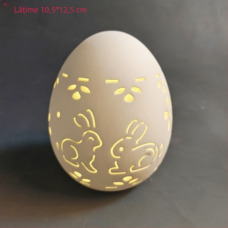 Ou ceramic de Paște, ornament decorativ cu efect de iluminare; realizat prin coacere, personalizare disponibilă și imprimare logo.