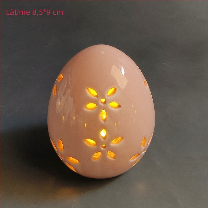 Ou ceramic de Paște, ornament decorativ cu efect de iluminare; realizat prin coacere, personalizare disponibilă și imprimare logo.