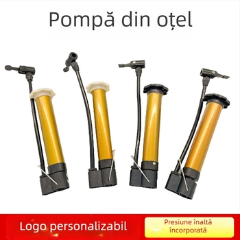 Pompa de mână portabilă, cu presiune înaltă, pentru biciclete și mingi de baschet, din oțel inoxidabil