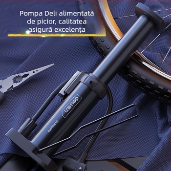 Pompa manuală pentru bicicletă Deli DL880002, portabilă, înaltă presiune