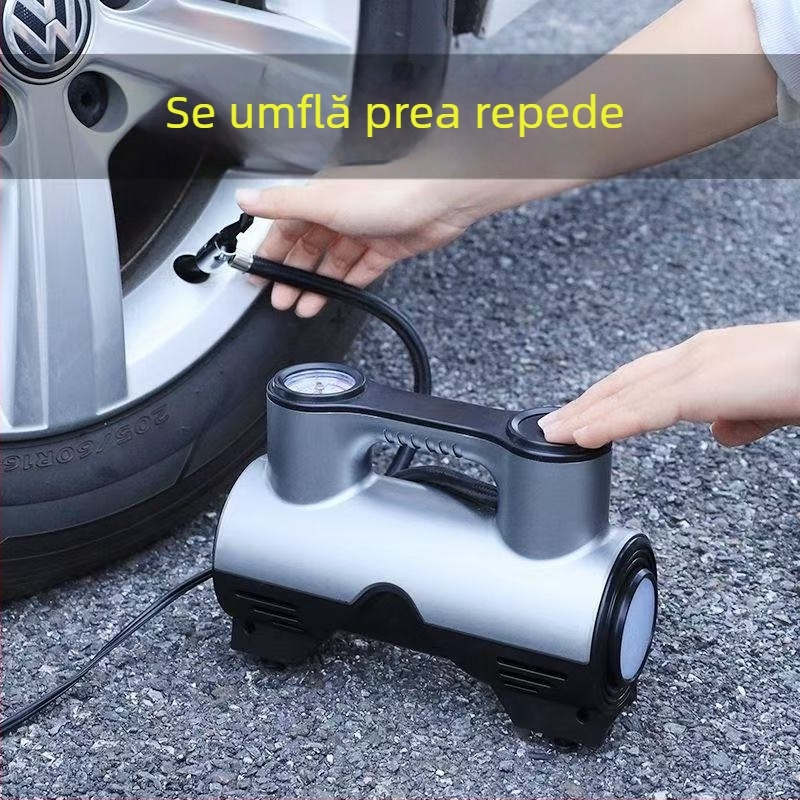 Pompa de aer pentru mașină 12V – compresor portabil pentru anvelope, afișaj digital, putere mare, 3 m furtun, ABS plastic