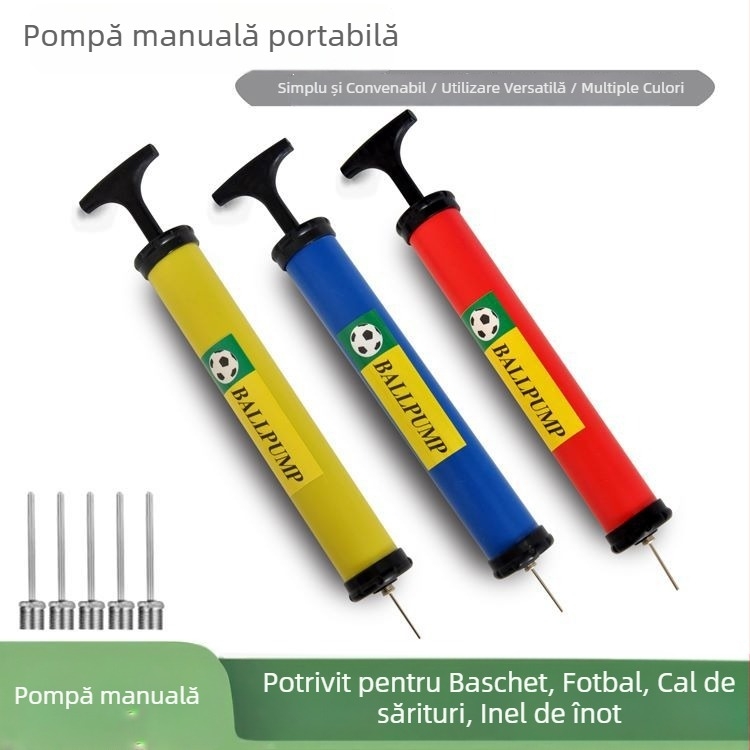 Pompa manuală pentru baschet, fotbal, volei și obiecte gonflabile, cu ac; aparat portabil universal