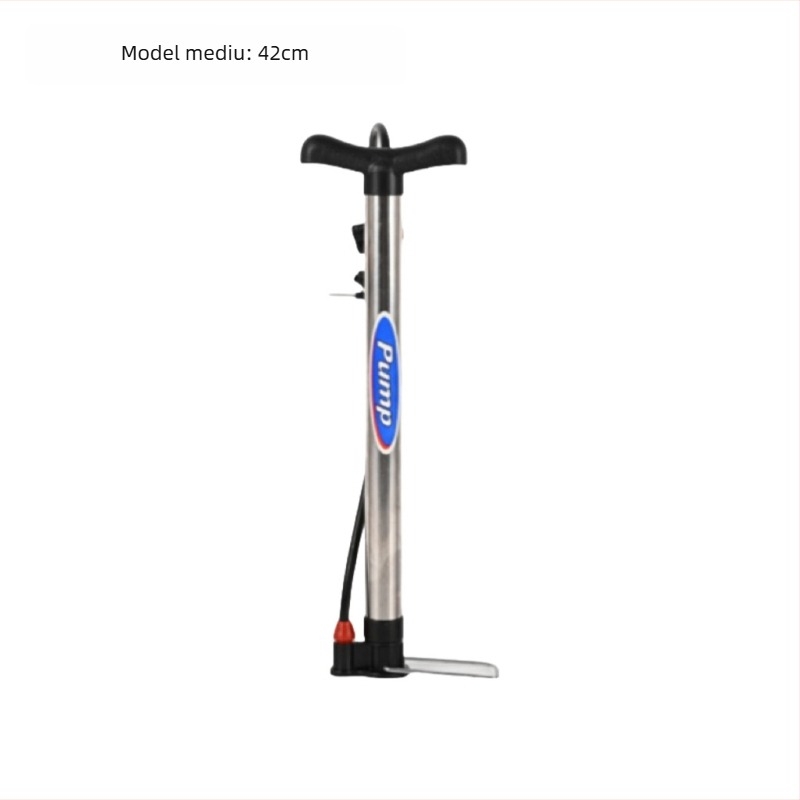Inflaor manual cu presiune înaltă pentru biciclete, corp din aluminiu, 3 adaptoare pentru duze