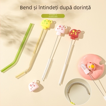 Perie de curățare pentru biberon, mamelon și pai – peri moi, tijă de curățare extensibilă, multifuncțională