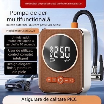 Pompa de aer pentru mașină și motocicletă – pompă wireless de urgență cu afișaj digital, 12V, 80W, debit 35 L/min, umflare extrem de rapidă