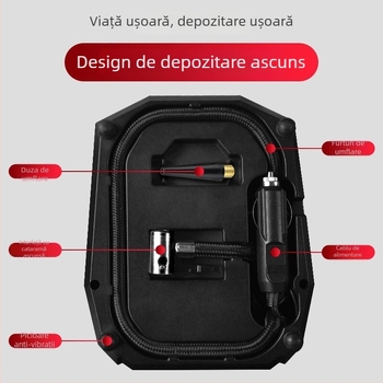 Unilite Pompa de anvelope auto cu afișaj digital, pompă de aer portabilă 12V pentru mașini și biciclete, cu LED