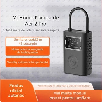Pompa portabilă pentru pneuri auto, compatibilă cu Mijia 2Pro, ABS carcasă, 12V, 80W, alimentare USB, cilindru unic, afișaj indicator, 5–20 minute funcționare continuă