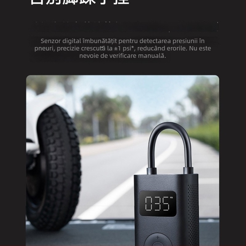 Pompa portabilă pentru pneuri auto, compatibilă cu Mijia 2Pro, ABS carcasă, 12V, 80W, alimentare USB, cilindru unic, afișaj indicator, 5–20 minute funcționare continuă
