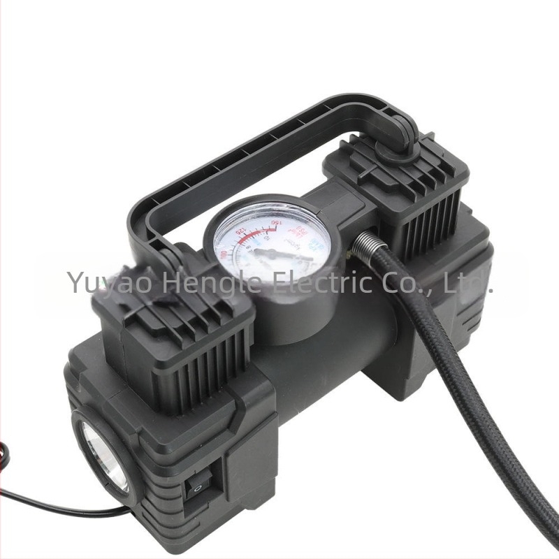 Pompă de cauciuc electrică 12V pentru autoturism cu manometru integrat, debit de aer 30 L/min, cablu 3 m