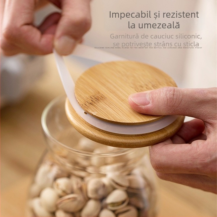 Recipient din sticlă borosilicat înalt, trapezoidal, sigilat, pentru depozitare lapte praf și ceai