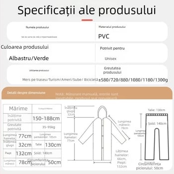 PONCHO de ploaie din PVC pentru adulți, cu căptușeală, impermeabil, grosime țesătură 0,1–0,5 mm, pentru drumeții în aer liber