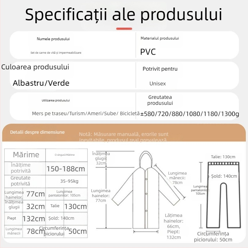 PONCHO de ploaie din PVC pentru adulți, cu căptușeală, impermeabil, grosime țesătură 0,1–0,5 mm, pentru drumeții în aer liber
