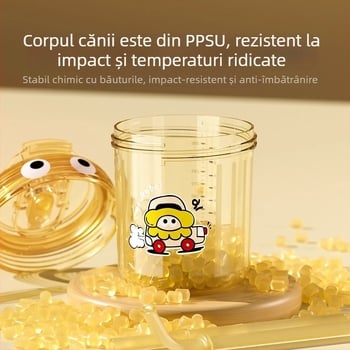 PPSU cană pentru copii de lapte, stil desen animat, cană cu pai pentru băut direct, pentru copii 1–3 ani și peste, rezistentă la căderi de la Youkebei