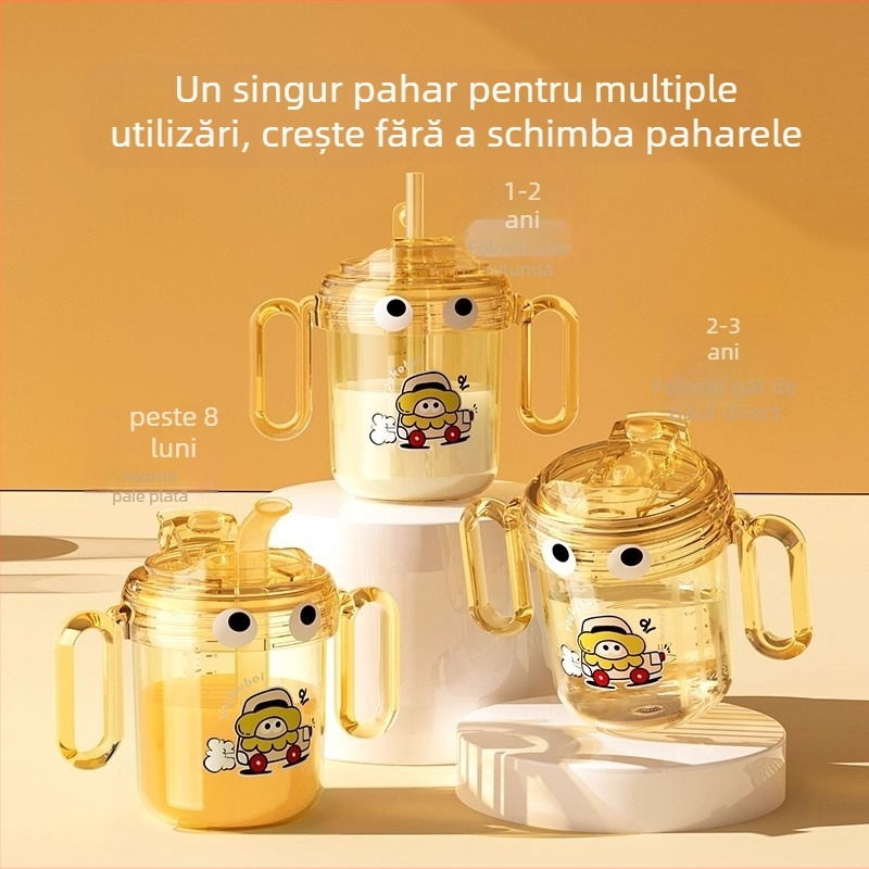 PPSU cană pentru copii de lapte, stil desen animat, cană cu pai pentru băut direct, pentru copii 1–3 ani și peste, rezistentă la căderi de la Youkebei