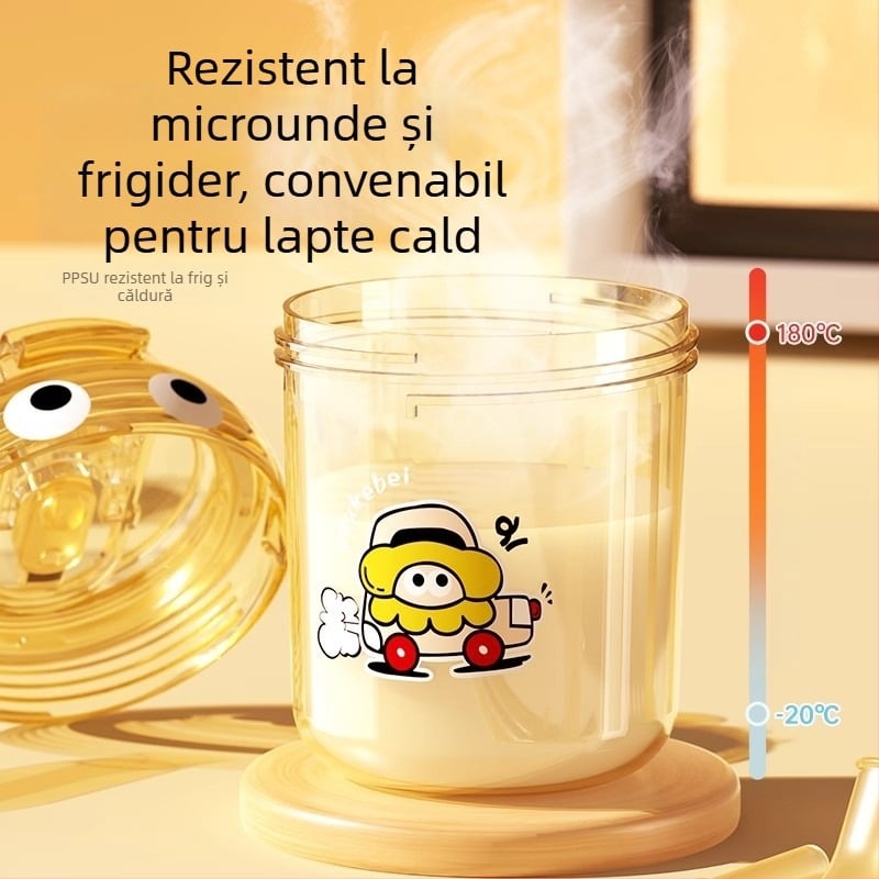PPSU cană pentru copii de lapte, stil desen animat, cană cu pai pentru băut direct, pentru copii 1–3 ani și peste, rezistentă la căderi de la Youkebei