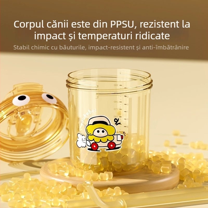 PPSU cană pentru copii de lapte, stil desen animat, cană cu pai pentru băut direct, pentru copii 1–3 ani și peste, rezistentă la căderi de la Youkebei