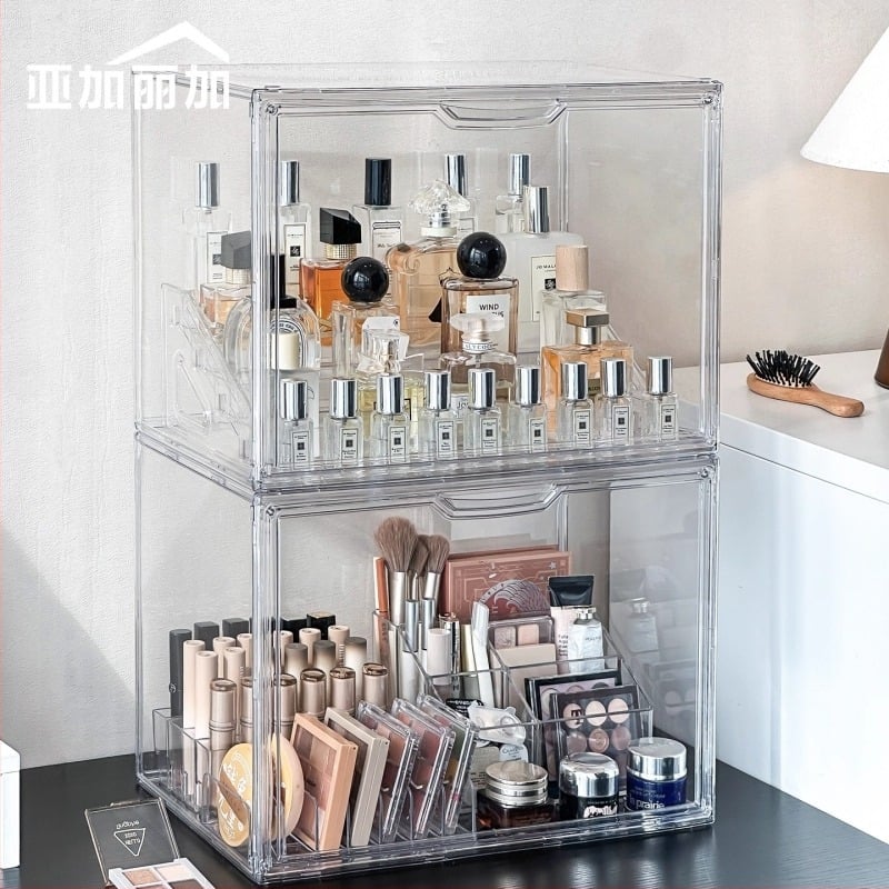 Suport și expoziție pentru cosmetice, pentru birou, din PET, organizator cu 3+ etaje pentru ruj, pudră și fard de ochi